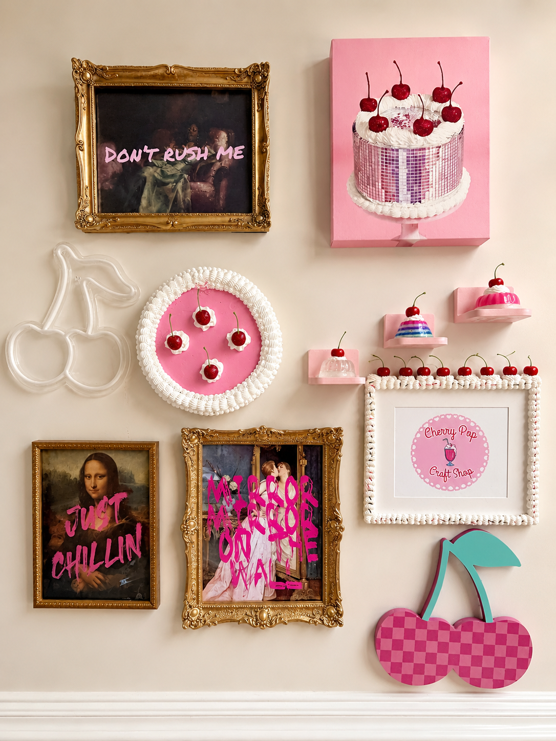 Cherry Pop Craft Shop gallery wall display