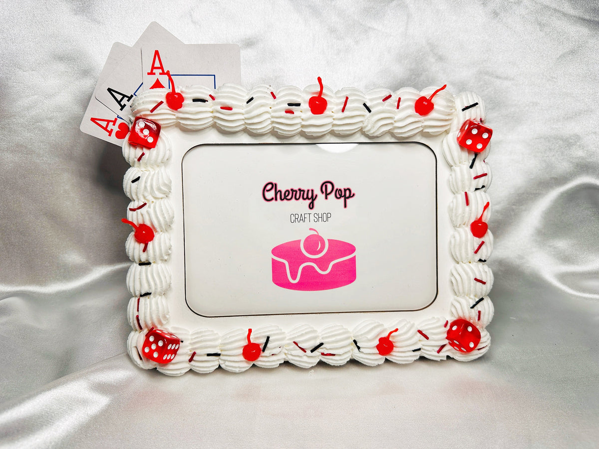 Faux Cake Photo Frame: Vegas Casino Poker Theme (4x6 or 5x7)