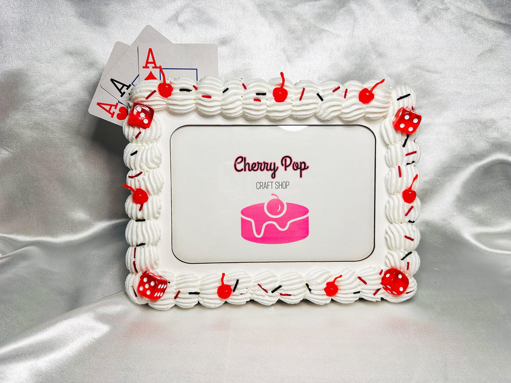 Faux Cake Photo Frame: Vegas Casino Poker Theme (4x6 or 5x7)