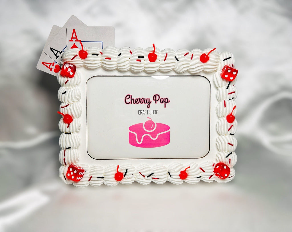 Faux Cake Photo Frame: Vegas Casino Poker Theme (4x6 or 5x7)