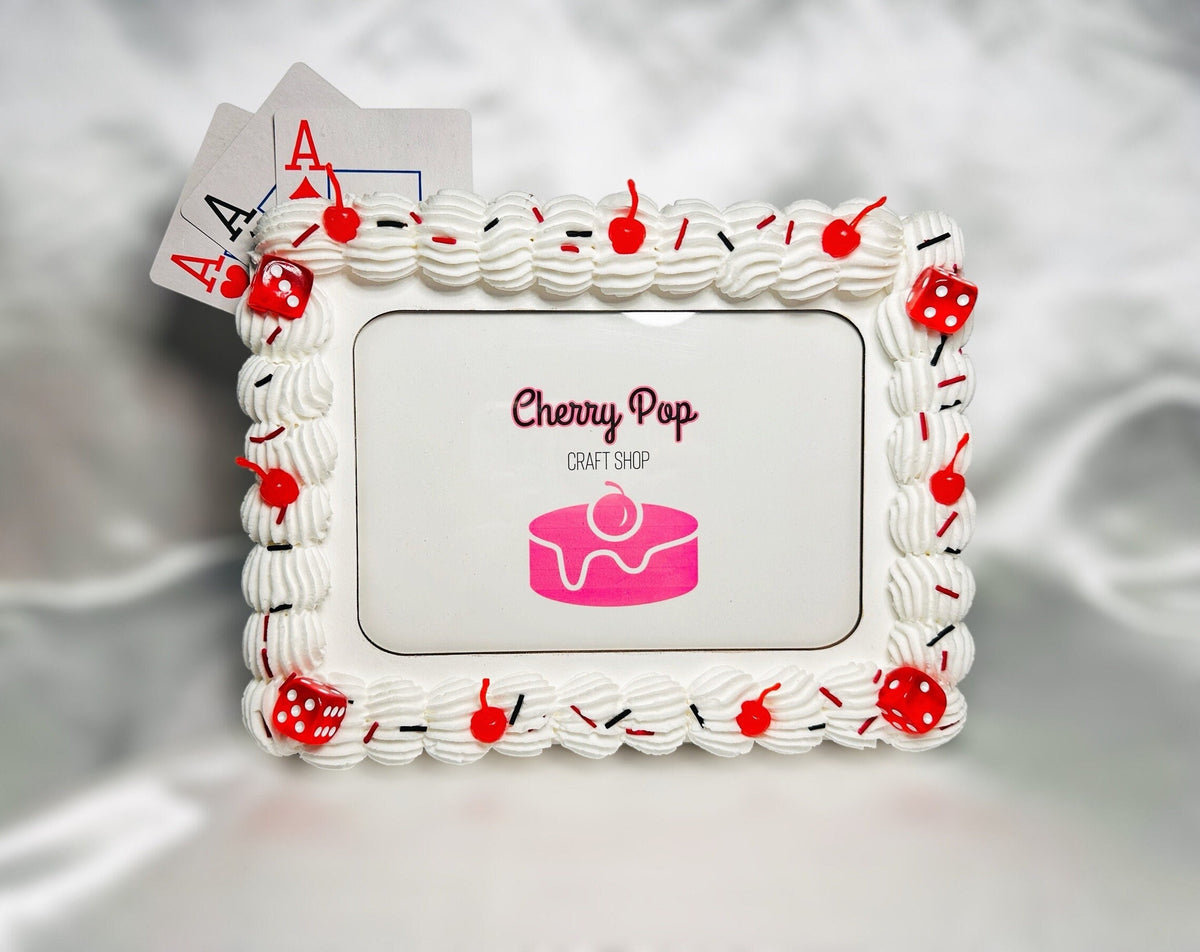 Faux Cake Photo Frame: Vegas Casino Poker Theme (4x6 or 5x7)