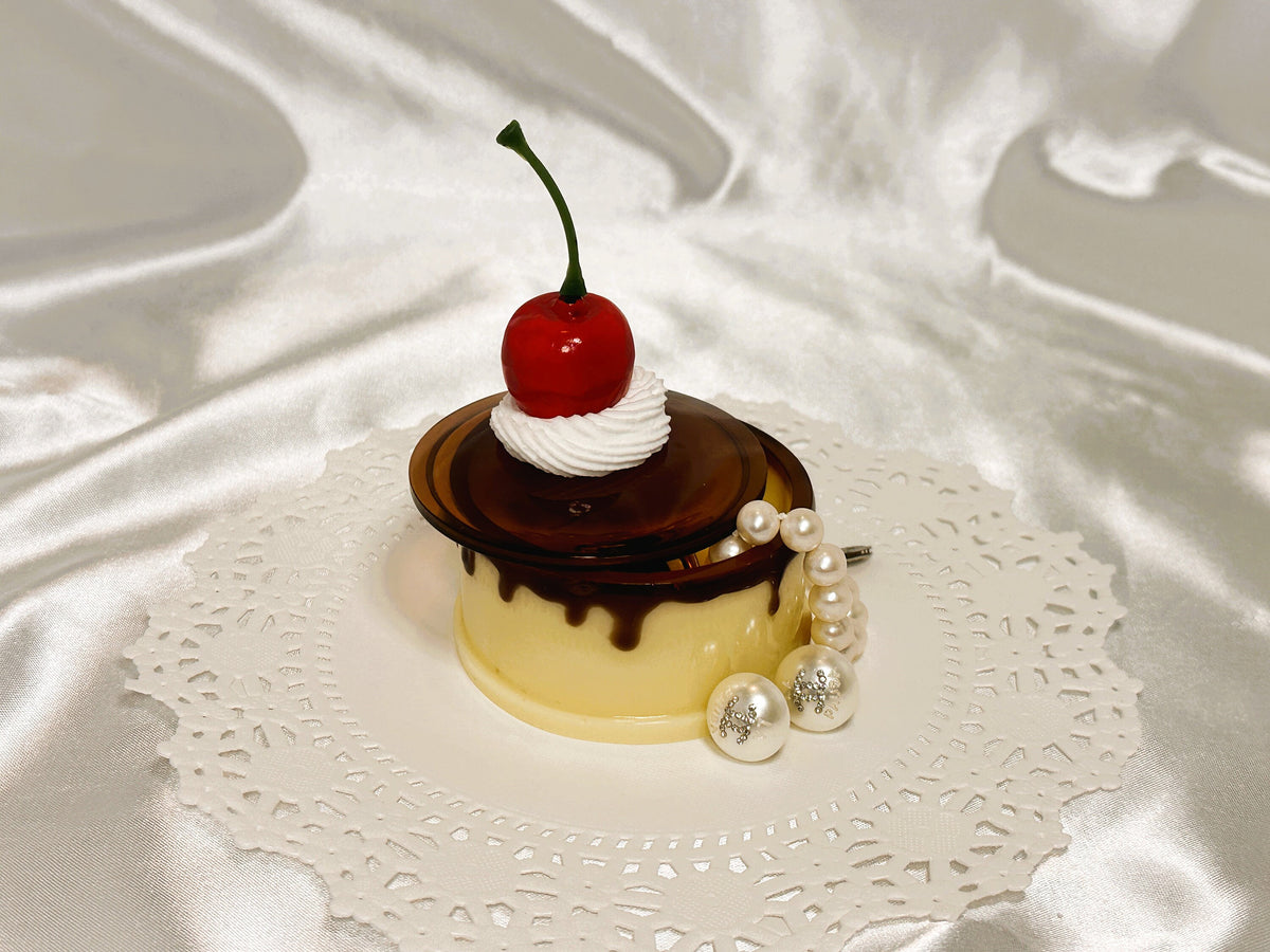 Flan Pudding Trinket Container: Faux Cherry & Whipped Cream Lid