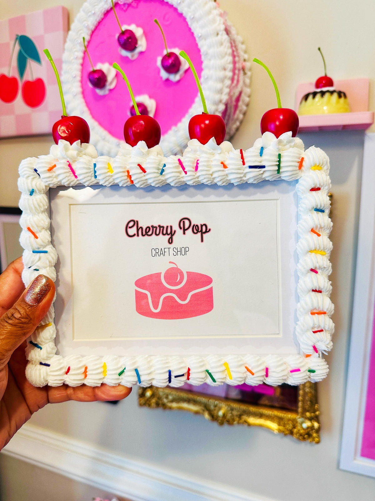 Fake Cake Photo Frame - Cherries & Sprinkles Dopamine Decor