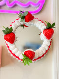 Faux Icing Cake Mirror: Strawberry Food Art Decor
