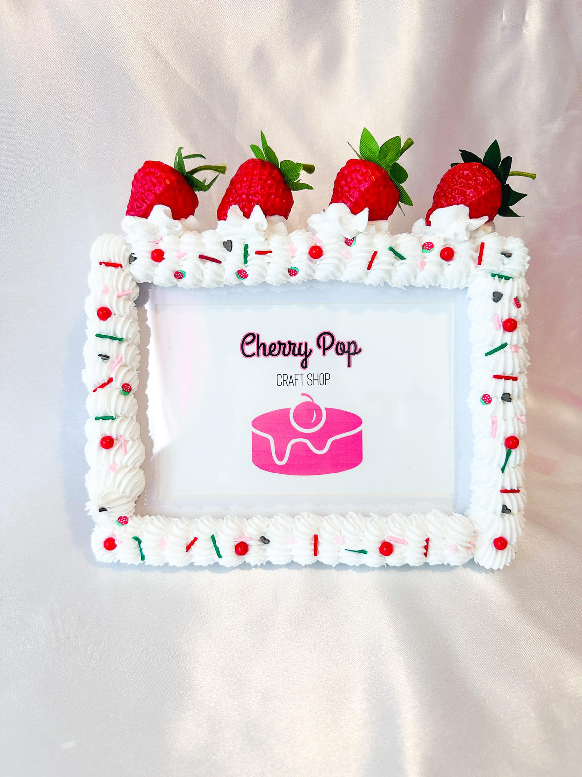 Strawberry Fake Cake Photo Frame: Decoden Dopamine Decor