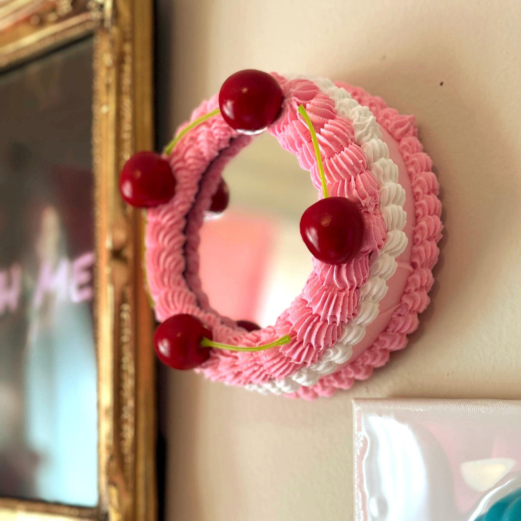 Fake Cake Mirror with Cherries - Dopamine Decor