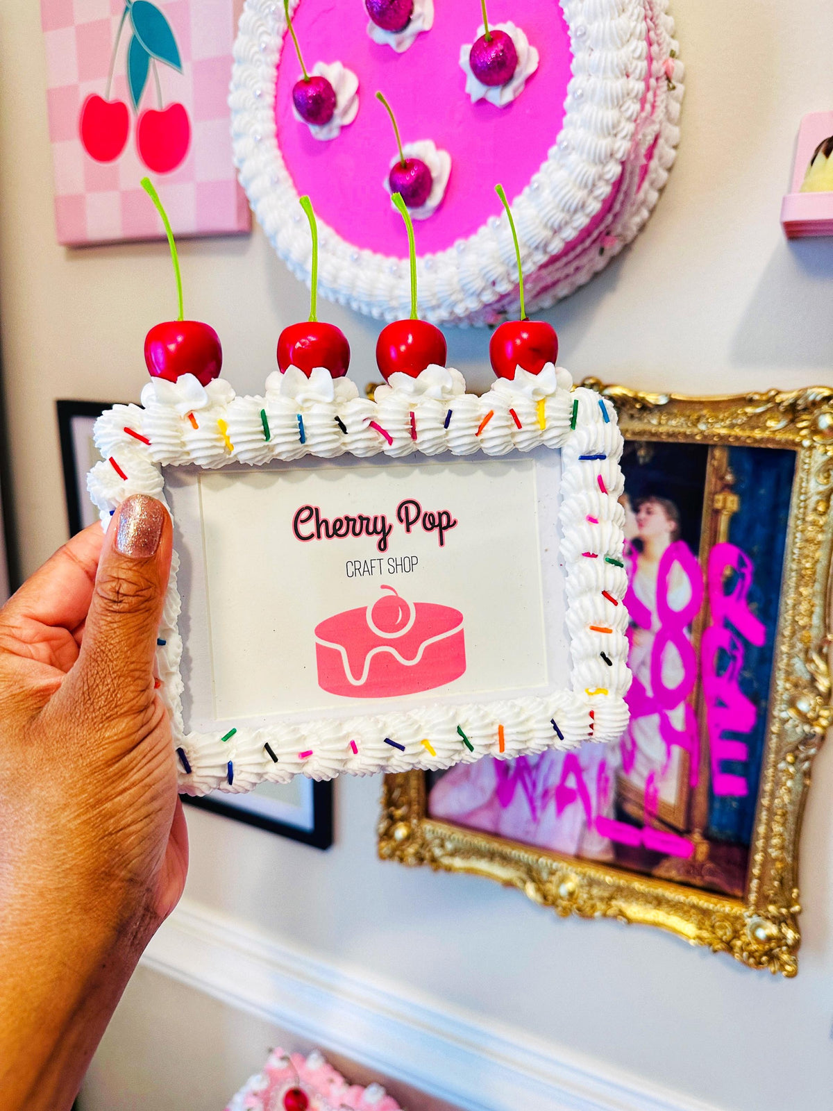 Fake Cake Photo Frame - Cherries & Sprinkles Dopamine Decor