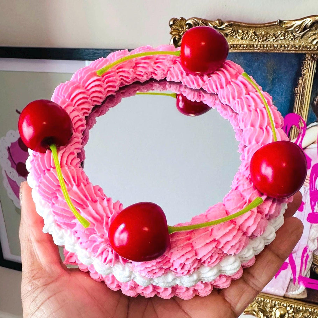 Fake Cake Mirror with Cherries - Dopamine Decor