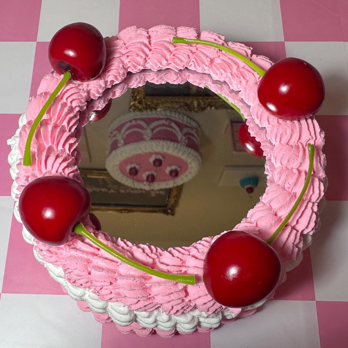 Fake Cake Mirror with Cherries - Dopamine Decor