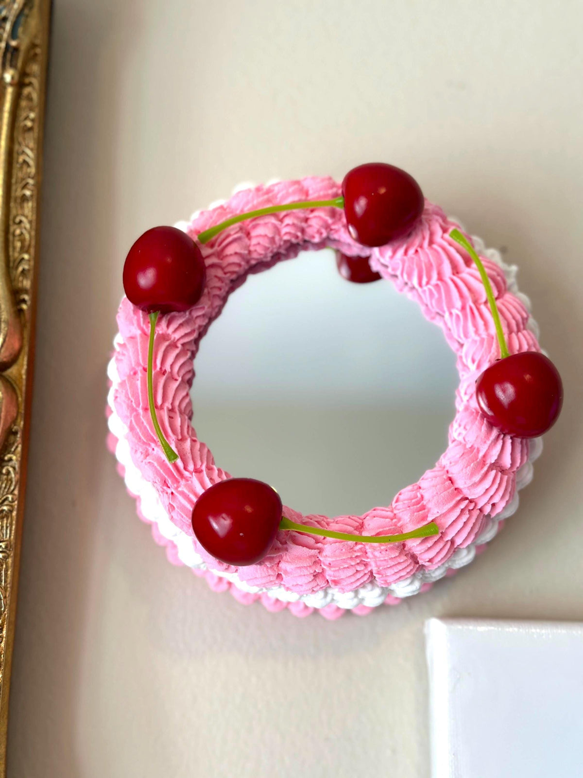 Fake Cake Mirror with Cherries - Dopamine Decor