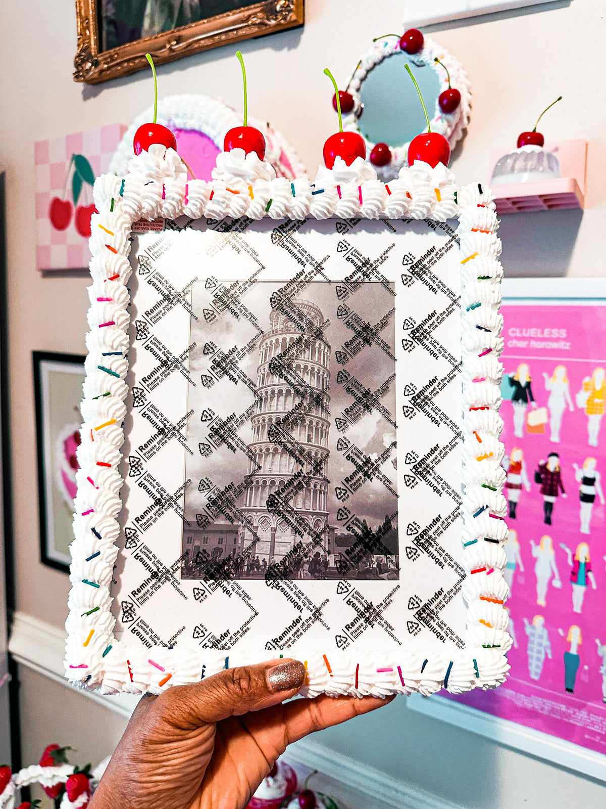 Fake Cake Photo Frame - Cherries & Sprinkles Dopamine Decor