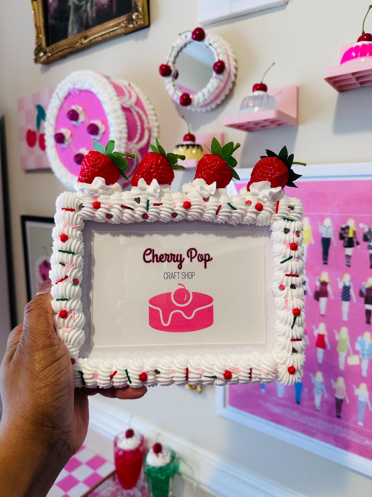 Strawberry Fake Cake Photo Frame: Decoden Dopamine Decor