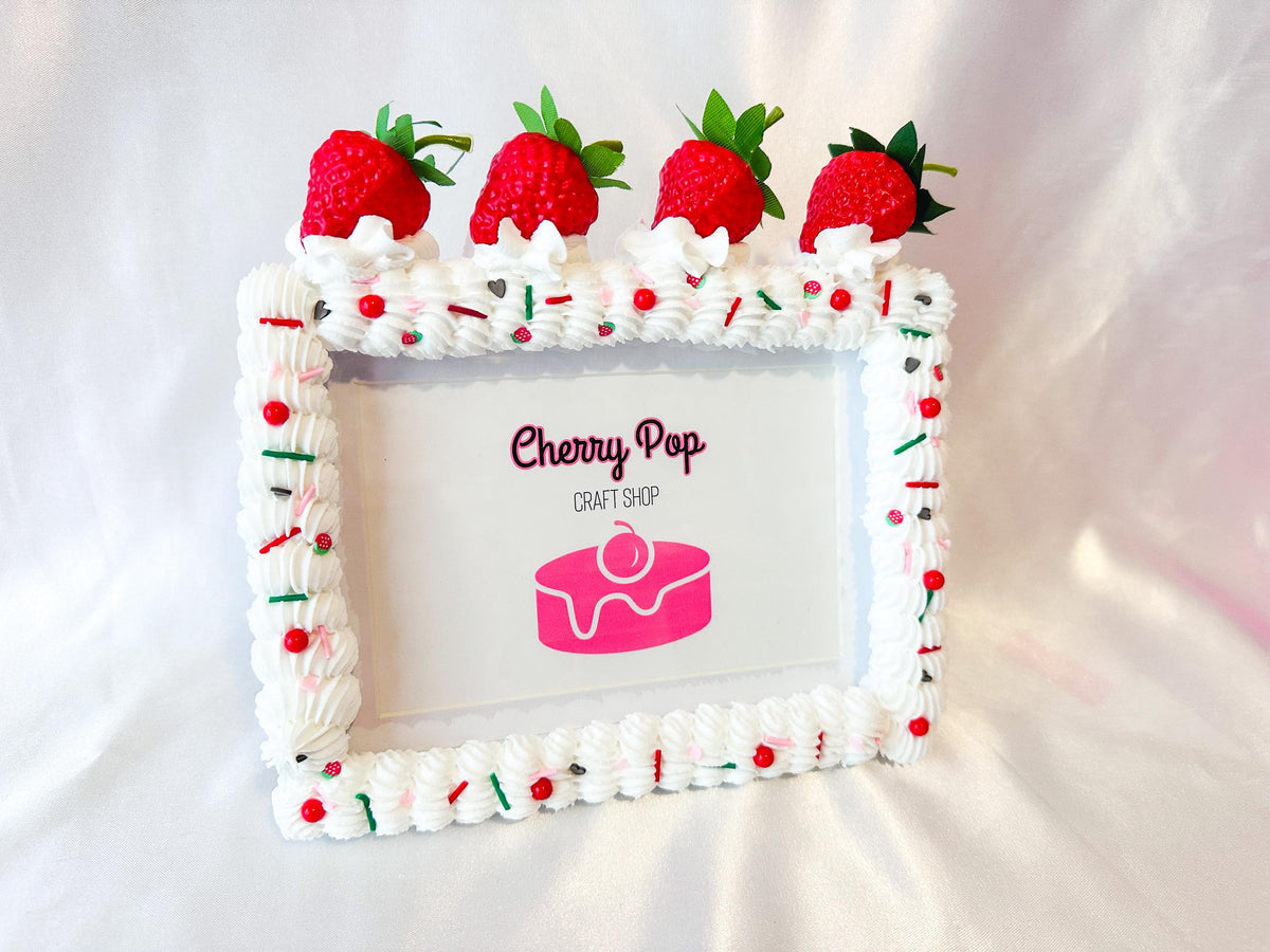 Strawberry Fake Cake Photo Frame: Decoden Dopamine Decor
