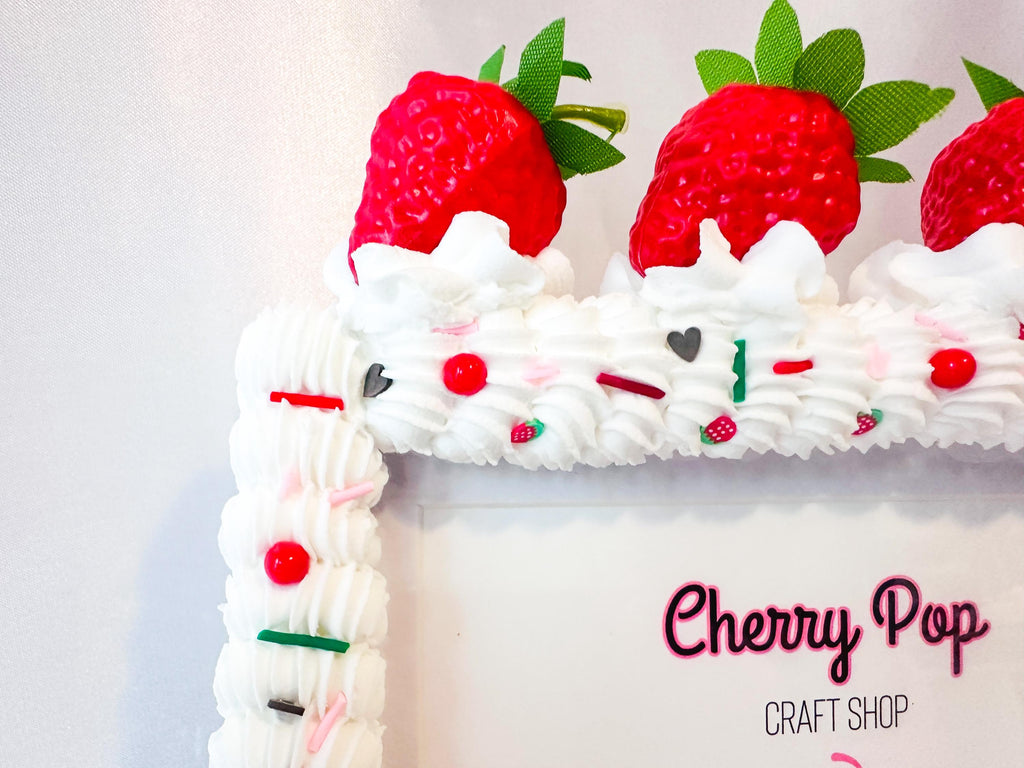 Strawberry Fake Cake Photo Frame: Decoden Dopamine Decor