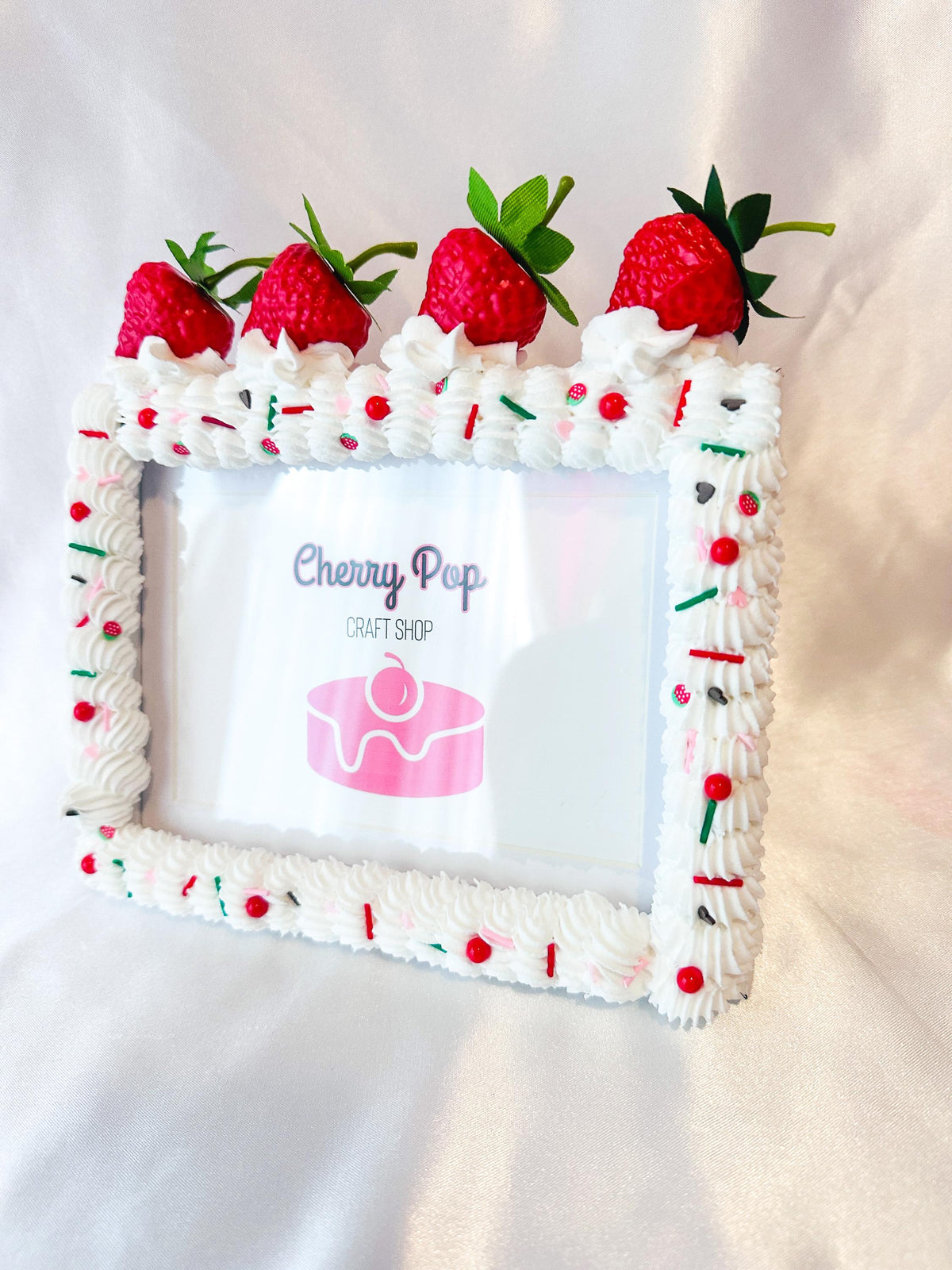 Strawberry Fake Cake Photo Frame: Decoden Dopamine Decor