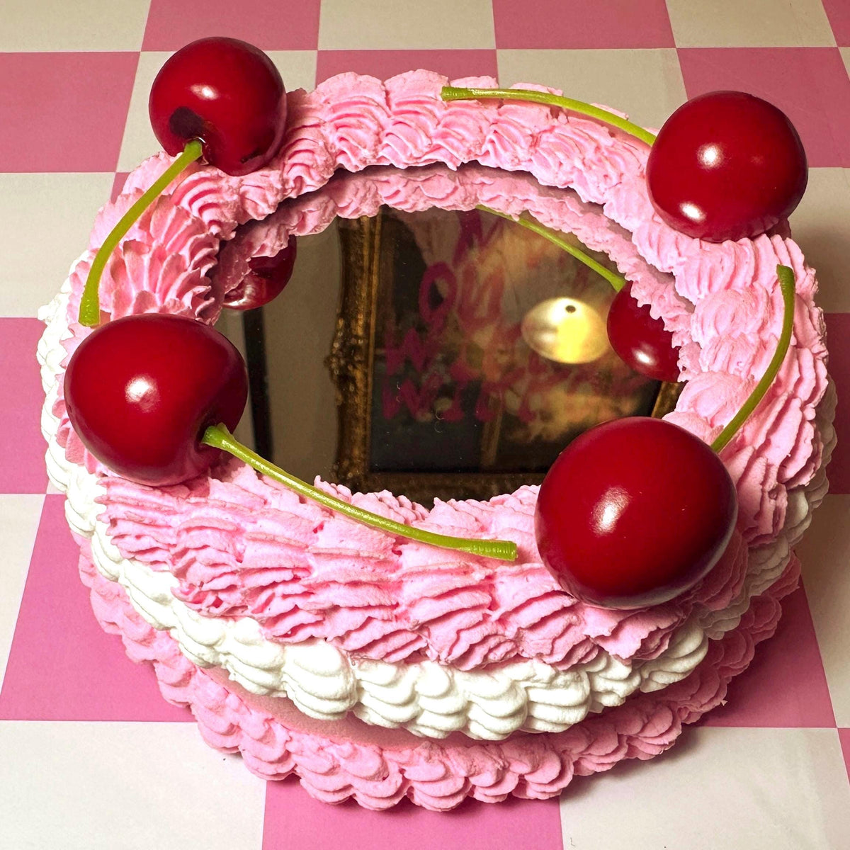 Fake Cake Mirror with Cherries - Dopamine Decor
