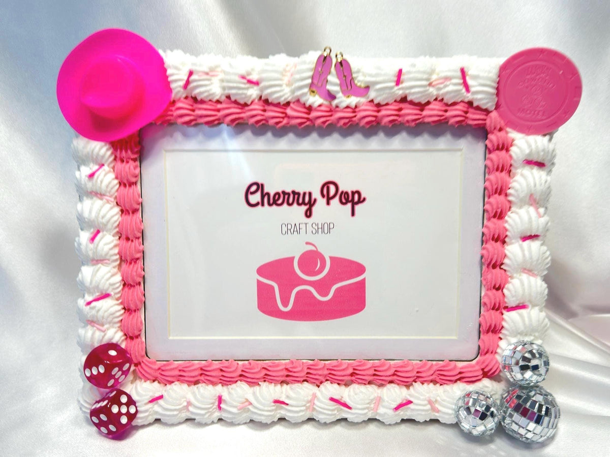 Pink Disco Cowgirl Fake Cake Picture Frame: Decoden Photo Holder