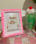 Bright Pink Fake Cake Picture Frame: Handmade Faux Icing & Sprinkles