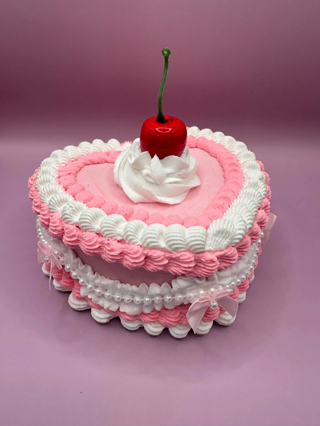 Pink Fake Cake Jewelry Box with Pearls & Bows | Coquette Maximalist Dopamine Decor
