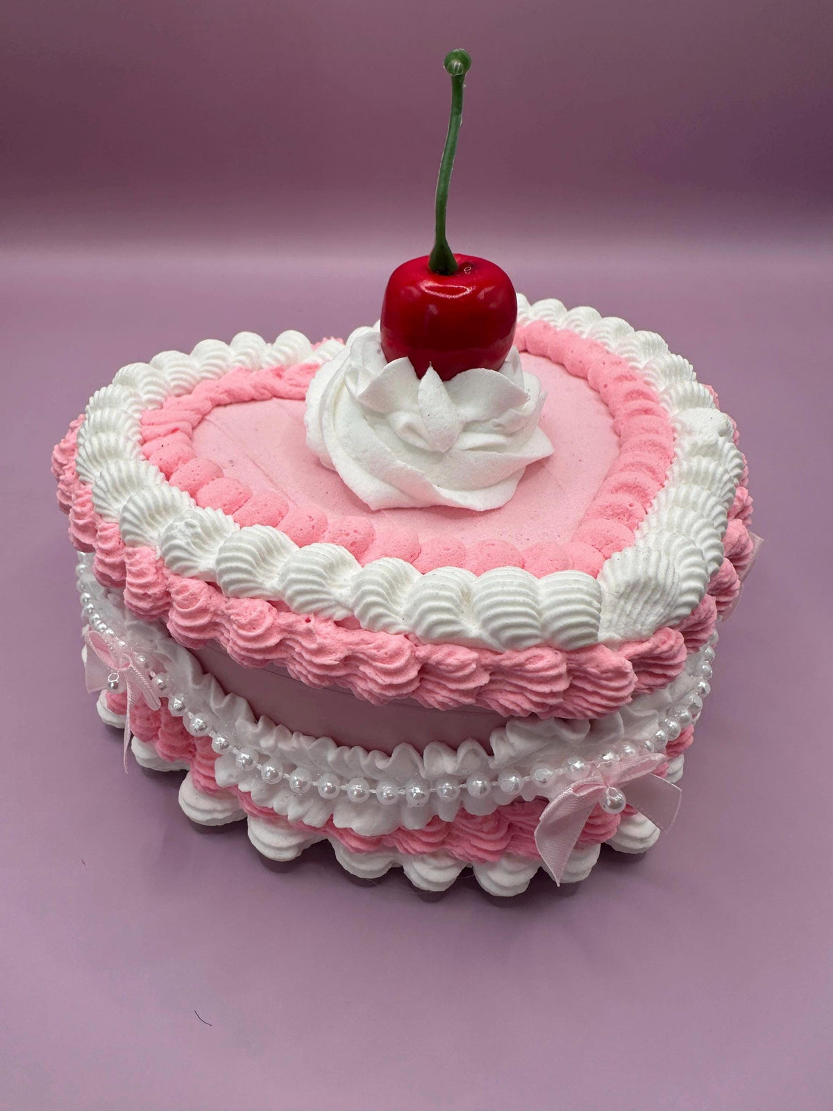 Pink Fake Cake Jewelry Box with Pearls & Bows | Coquette Maximalist Dopamine Decor