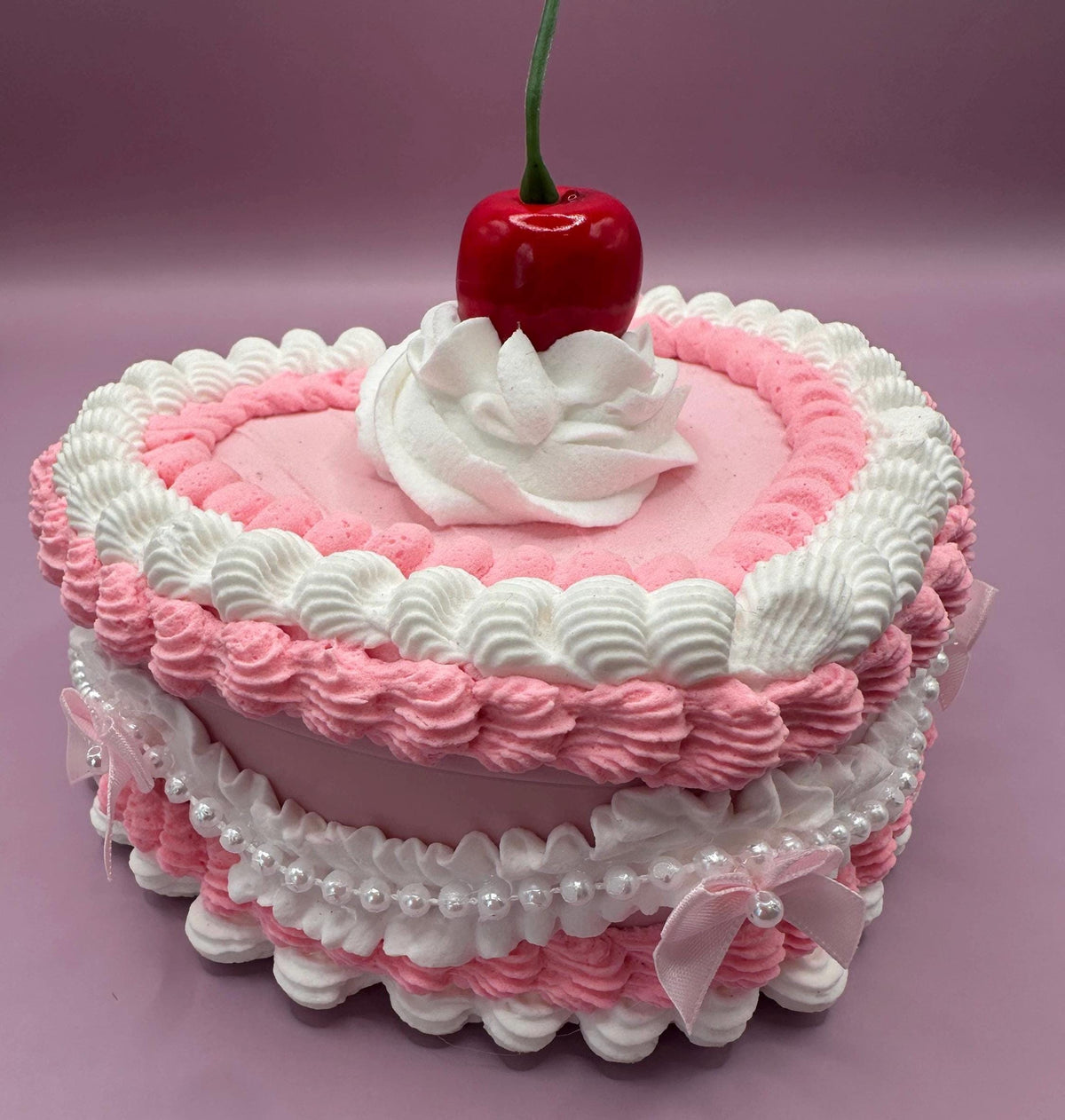 Pink Fake Cake Jewelry Box with Pearls & Bows | Coquette Maximalist Dopamine Decor