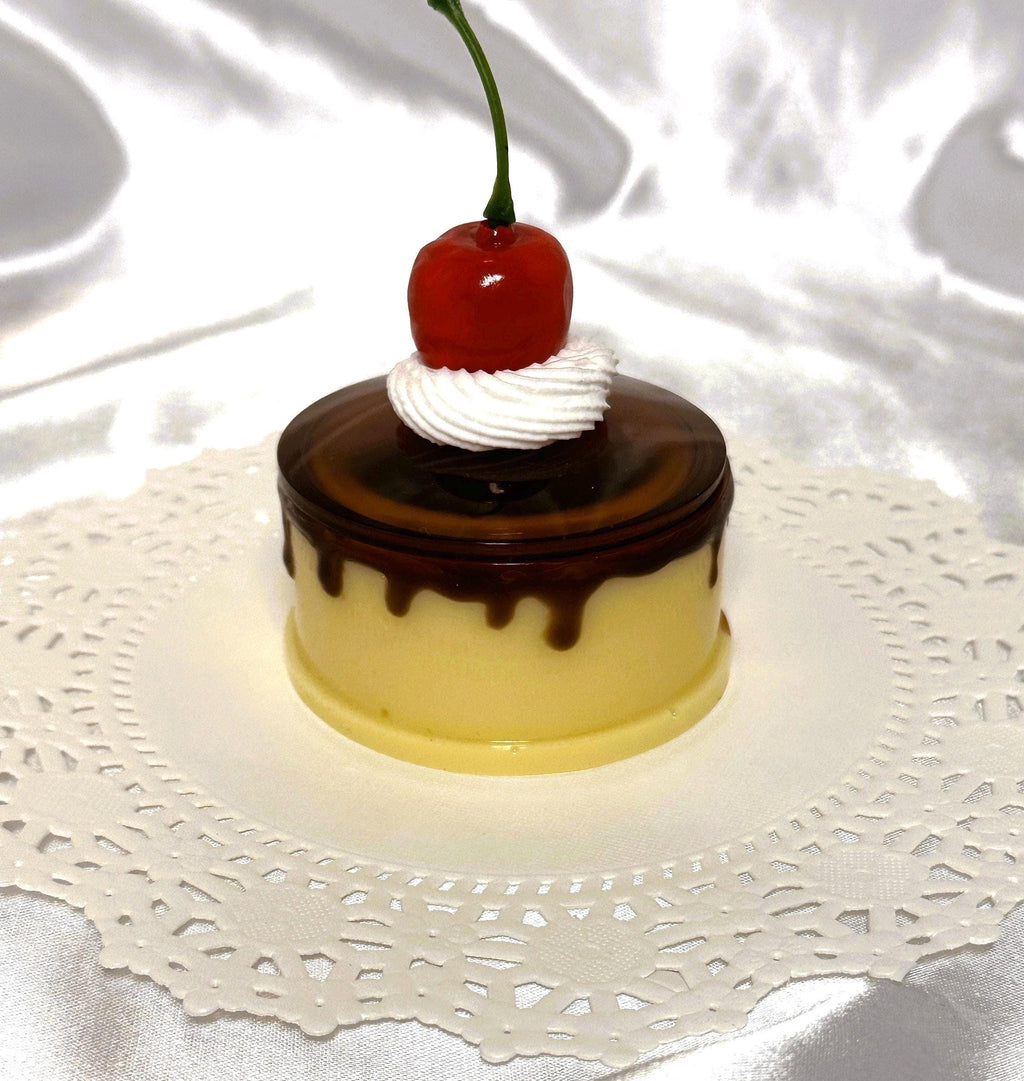 Flan Pudding Trinket Container: Faux Cherry & Whipped Cream Lid