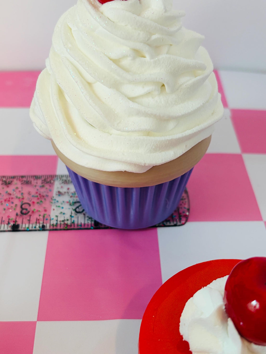 Fake Cupcake Screw Top Lid Jar with Cherry or Sprinkles