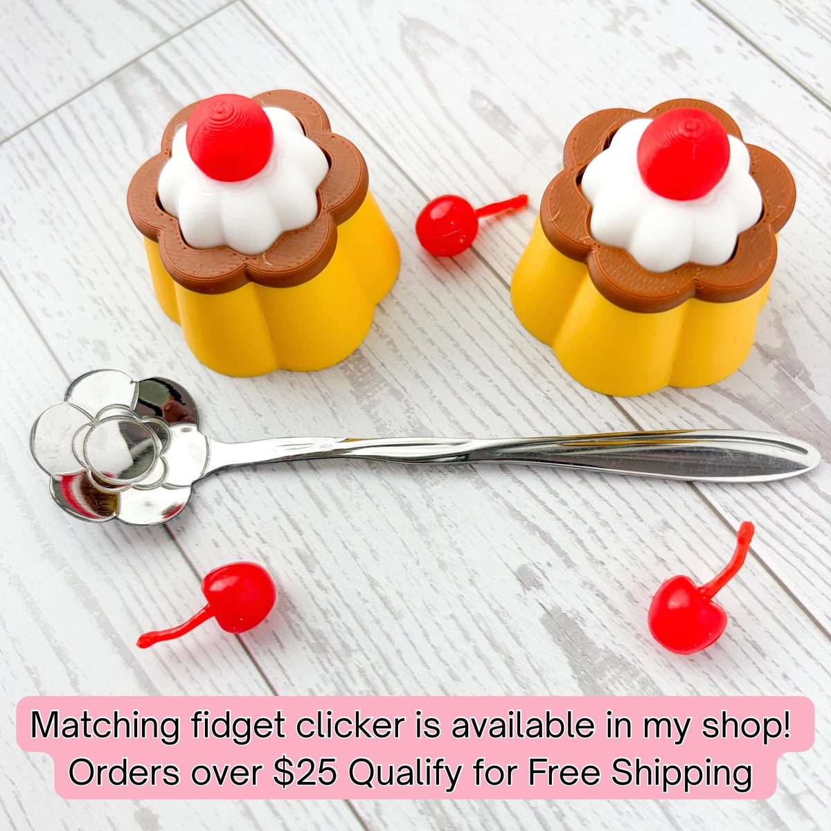 Handmade Flan Pudding Trinket Box: Faux Cherry & Whipped Cream Lid