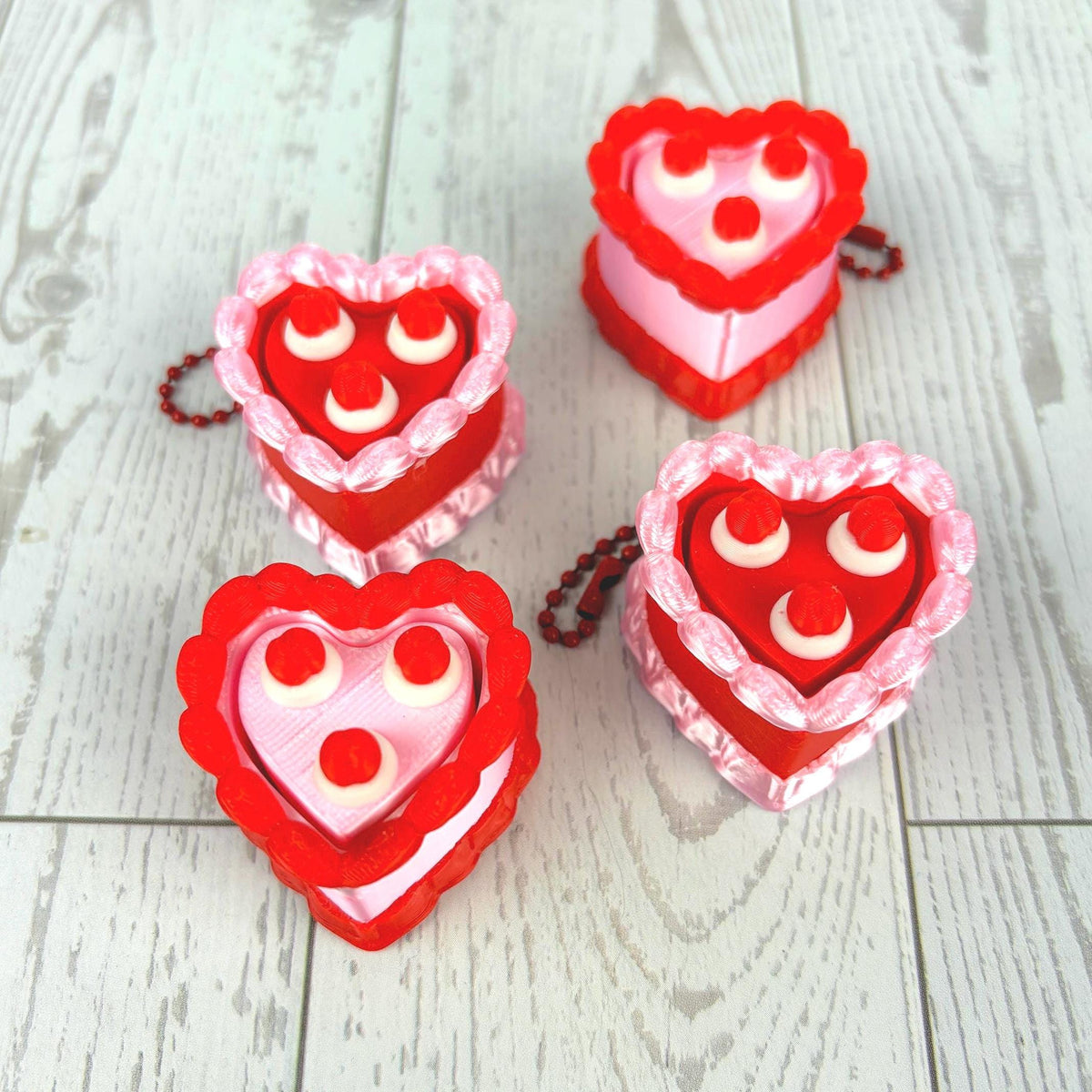 Fidget Clicker Heart Shaped Cake Keychain with Cherries