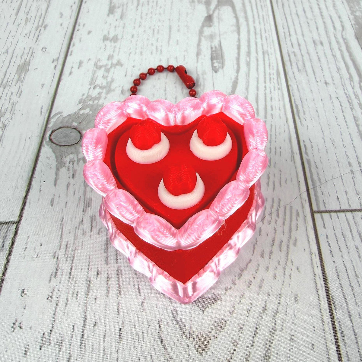 Fidget Clicker Heart Shaped Cake Keychain with Cherries