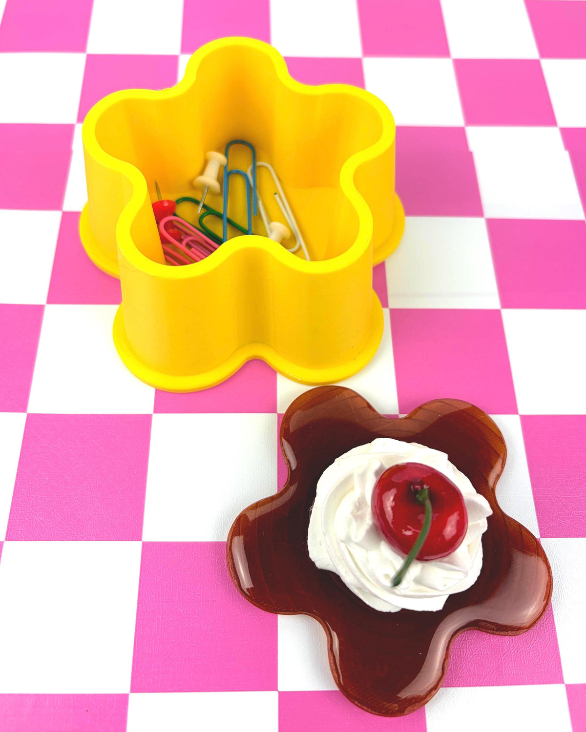 Flan Pudding Trinket Container with Faux Cherry & Whipped Cream Lid