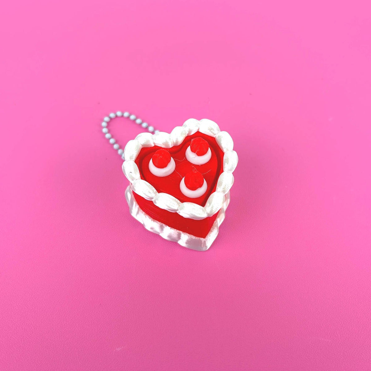 Fidget Clicker Heart Shaped Cake Keychain with Cherries