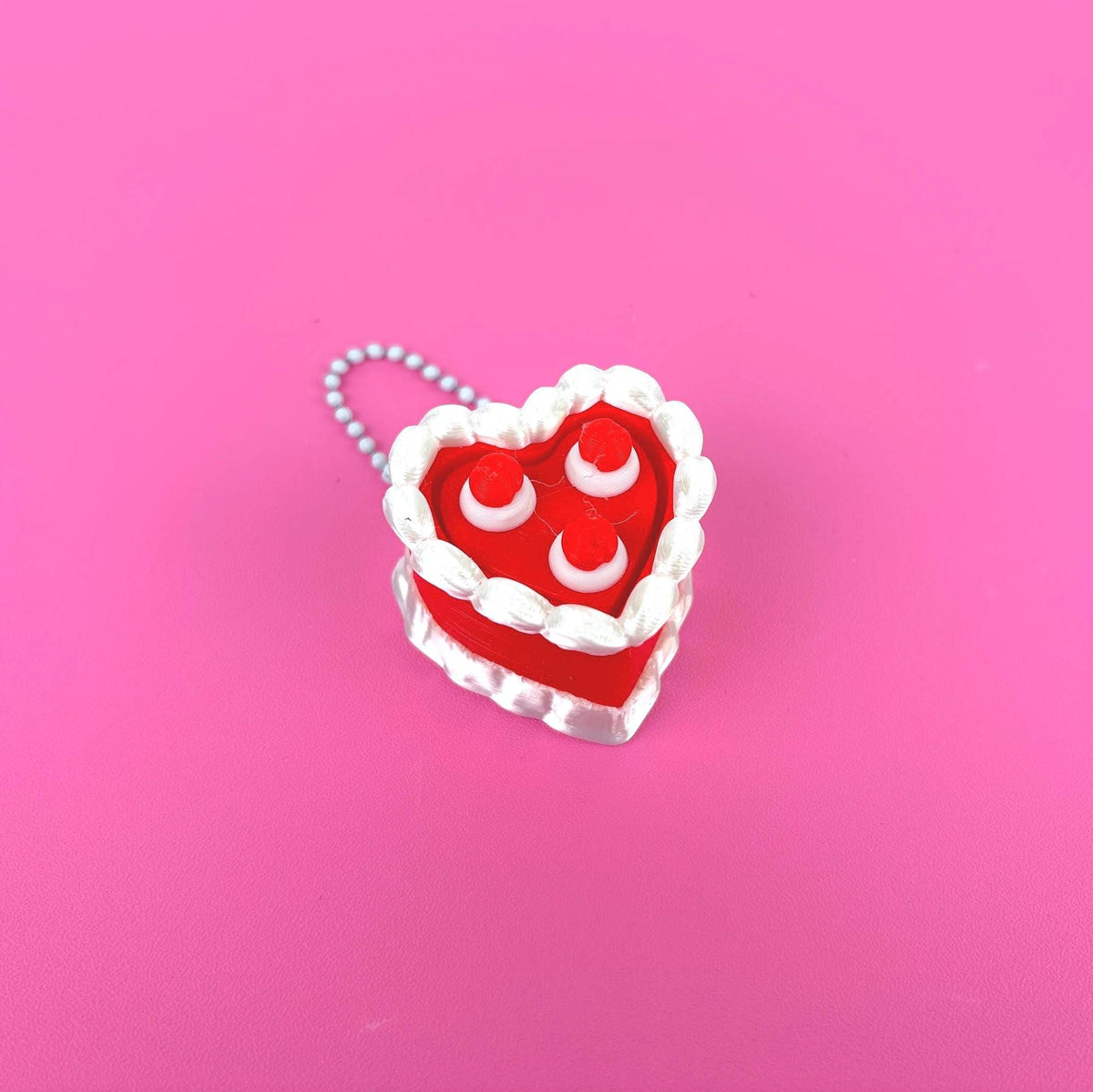 Fidget Clicker Heart Shaped Cake Keychain with Cherries