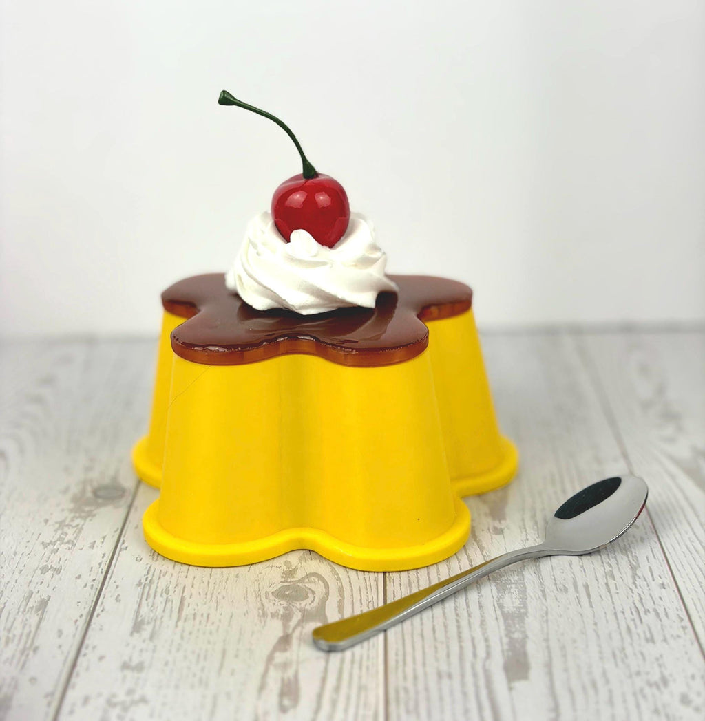 Flan Pudding Trinket Container with Faux Cherry & Whipped Cream Lid
