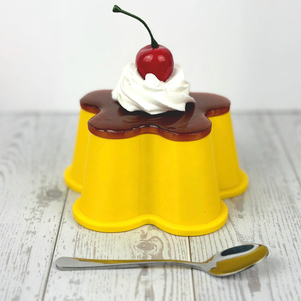 Flan Pudding Trinket Container with Faux Cherry & Whipped Cream Lid