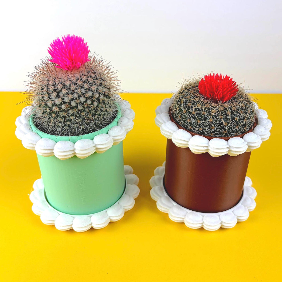 Fake Cake Planter for Small Potted Plant Faux Dessert Decor - Multiple Colors Available