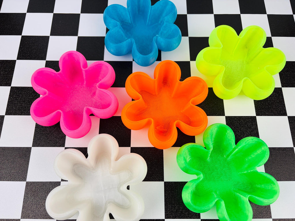 Neon Flower Trinket Dish – 3D Printed Y2K Desk Organizer