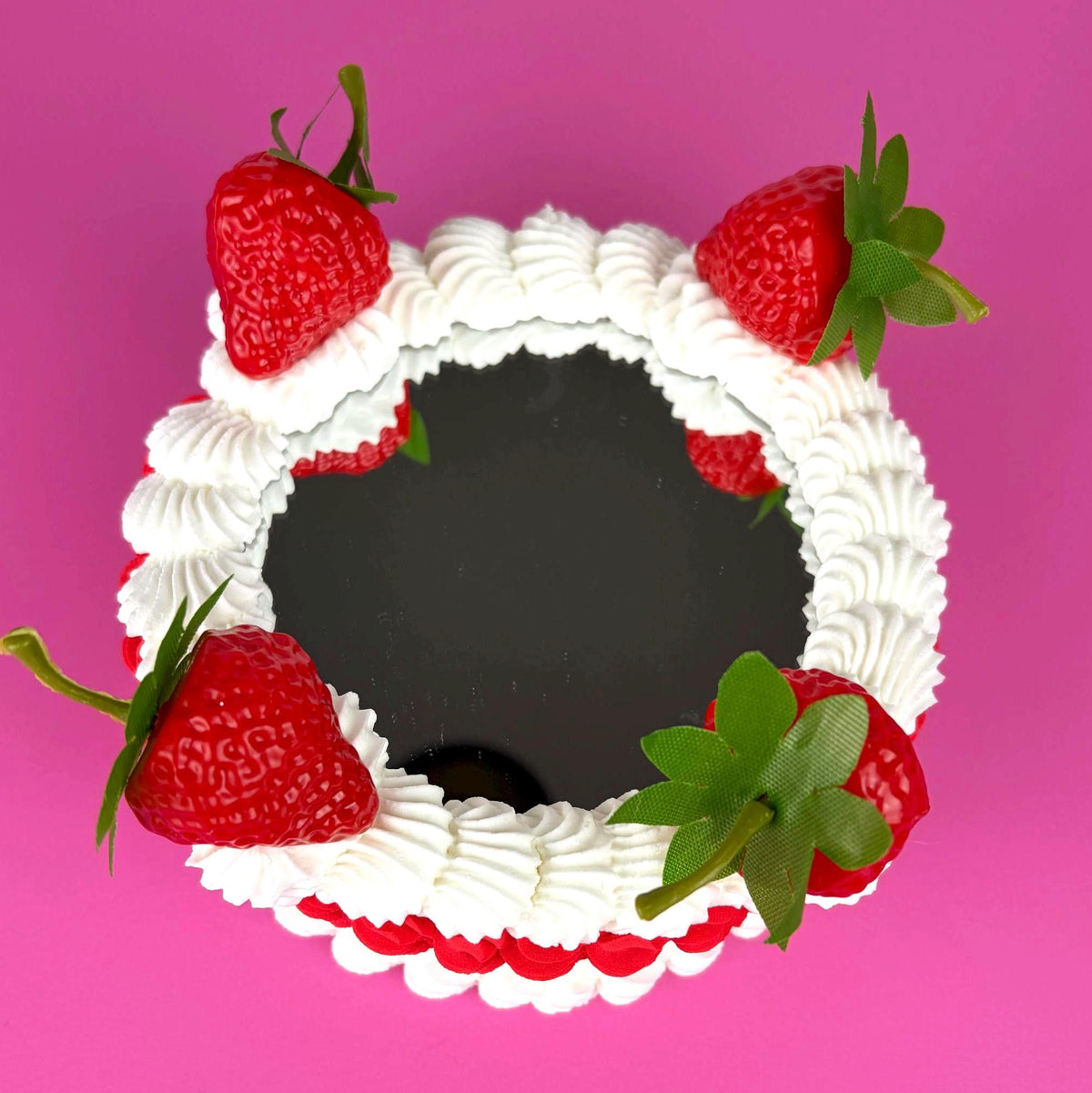 Faux Icing Cake Mirror: Strawberry Food Art Decor
