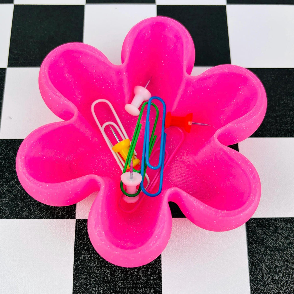 Neon Flower Trinket Dish – 3D Printed Y2K Desk Organizer