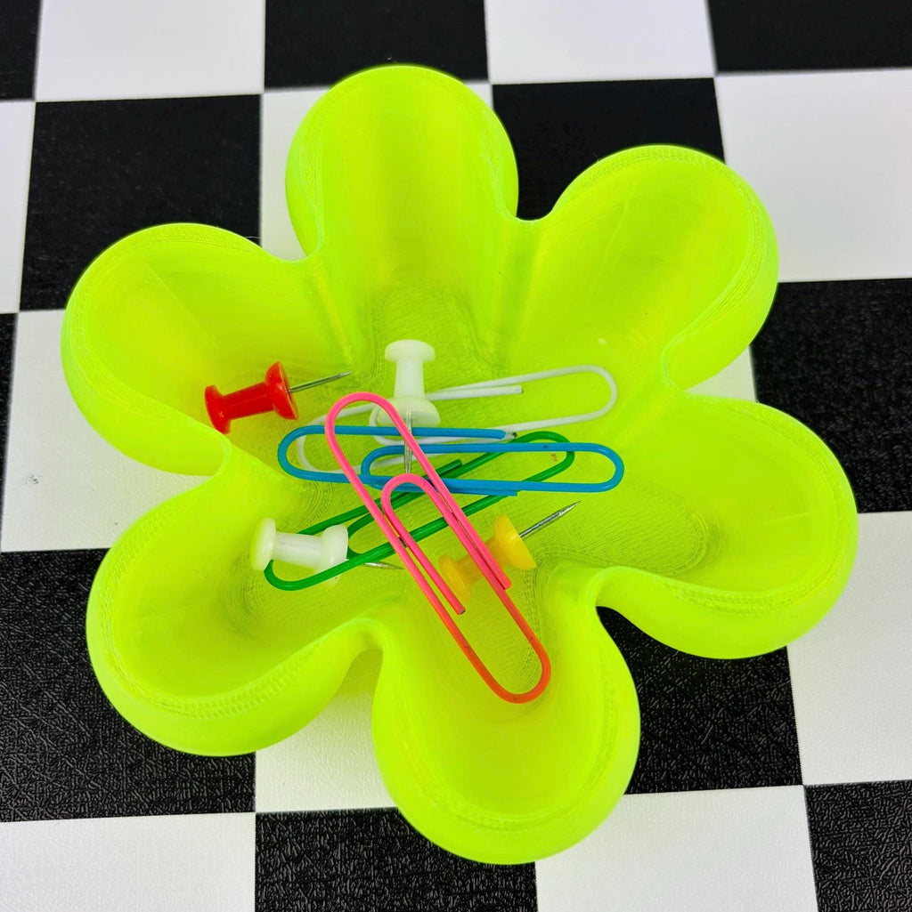Neon Flower Trinket Dish – 3D Printed Y2K Desk Organizer