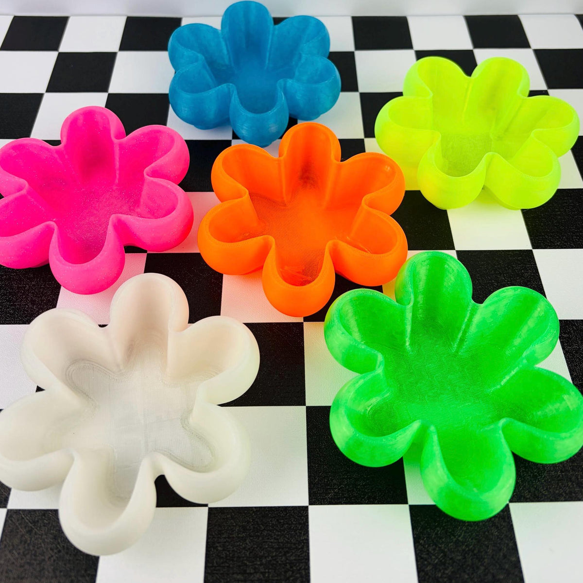 Neon Flower Trinket Dish – 3D Printed Y2K Desk Organizer