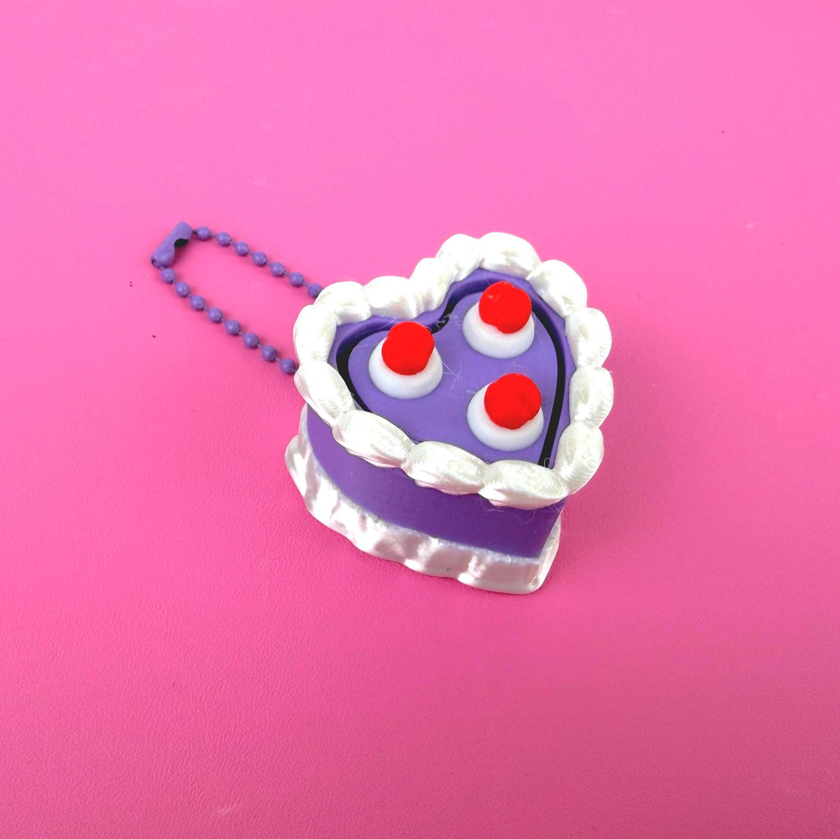 Fidget Clicker Heart Shaped Cake Keychain with Cherries