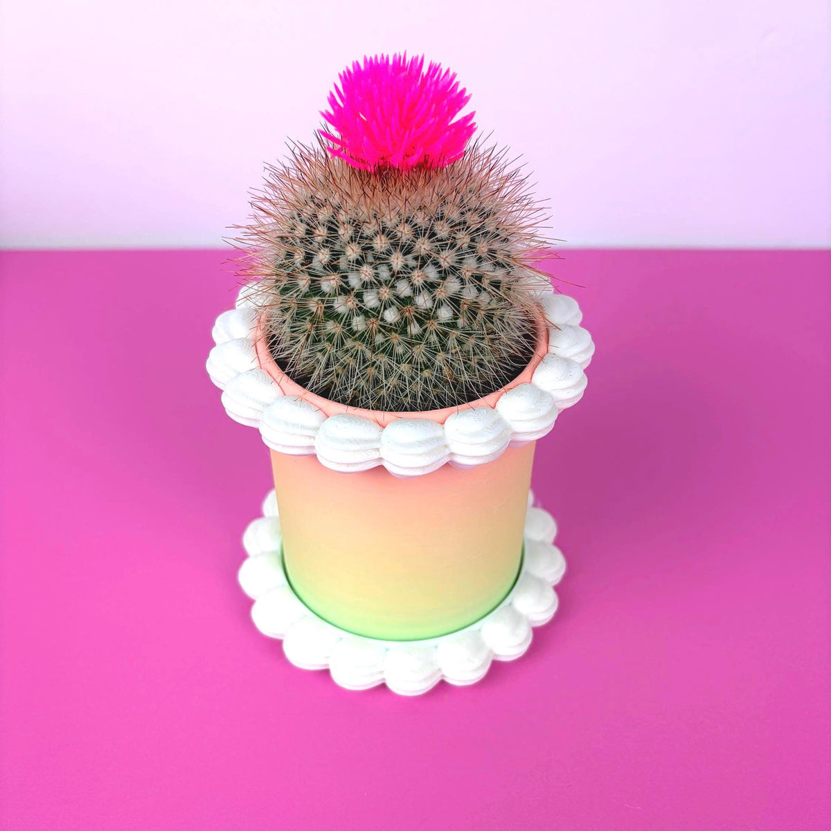 Fake Cake Planter for Small Potted Plant Faux Dessert Decor - Multiple Colors Available