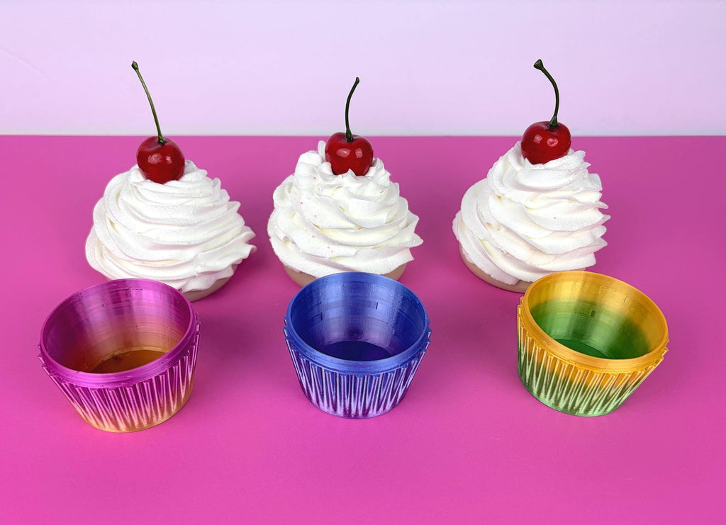 Fake Cupcake Screw Top Lid Jar with Faux Icing topped with Cherry and Glitter