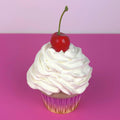 Fake Cupcake Screw Top Lid Jar with Faux Icing topped with Cherry and Glitter