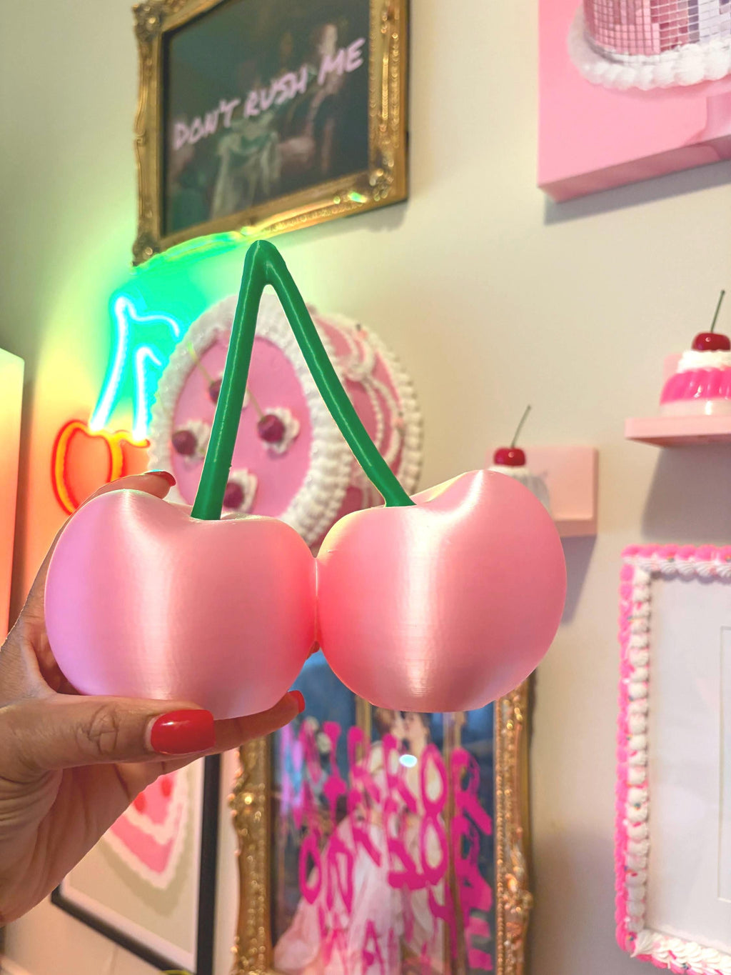 Cherry Sculpture in Pink | Coquette Room and Dopamine Decor