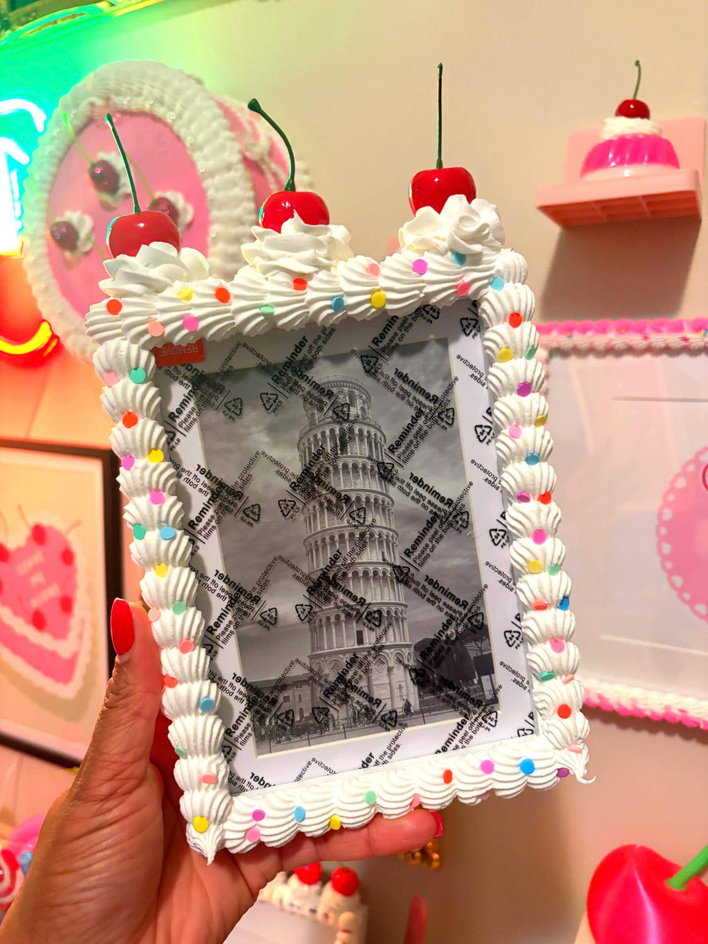 Fake Cake Picture Frame: Sprinkled Icing Photo Holder
