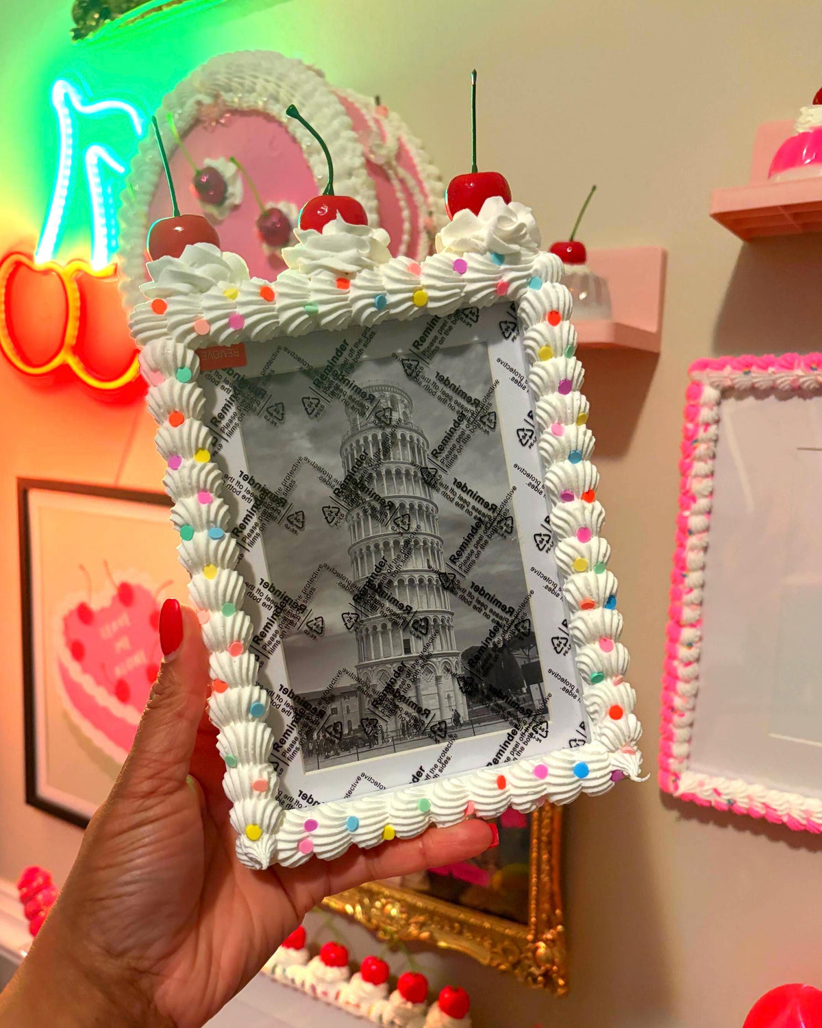 Fake Cake Picture Frame: Sprinkled Icing Photo Holder