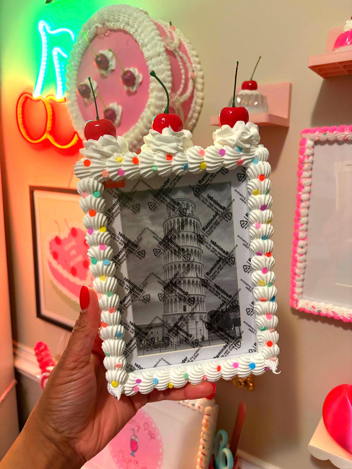 Fake Cake Picture Frame: Sprinkled Icing Photo Holder