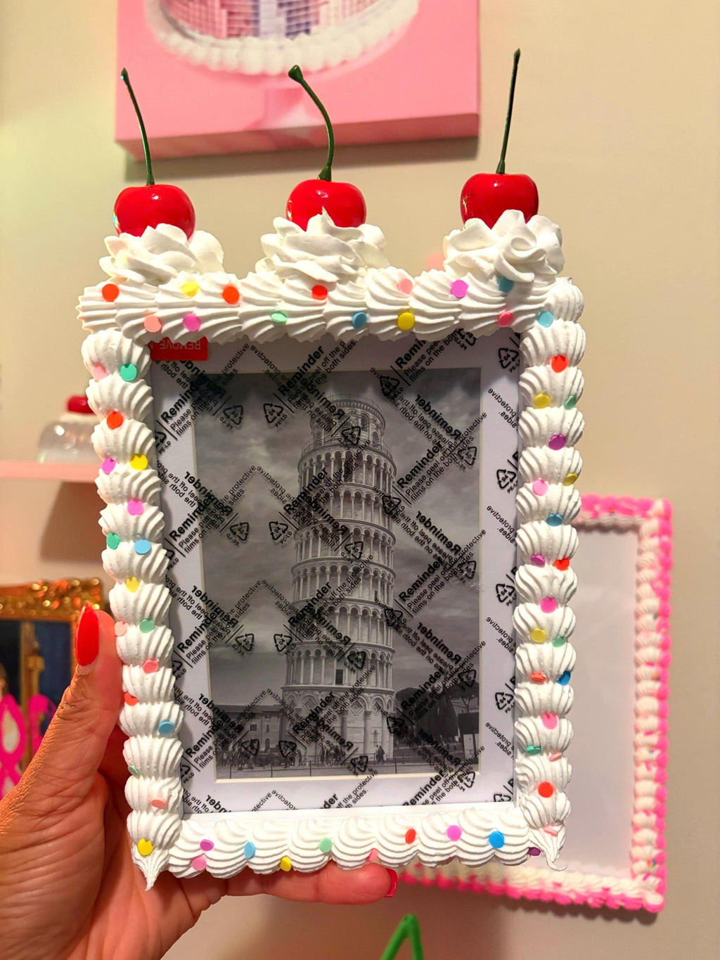 Fake Cake Picture Frame: Sprinkled Icing Photo Holder